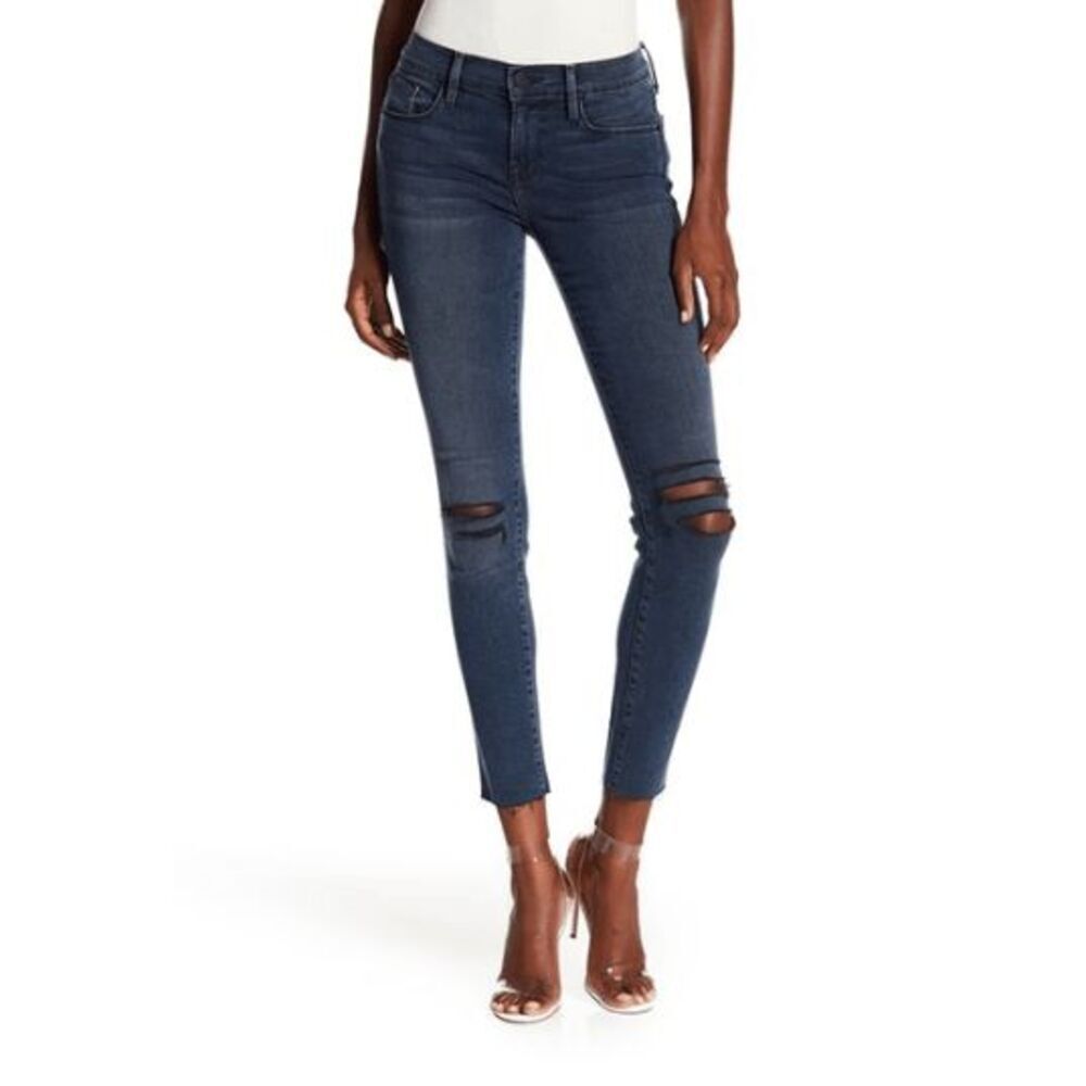 FRAME Le Skinny De Jeanne Gifford‎ Jeans Distressed Raw Hem Stretch Size 24